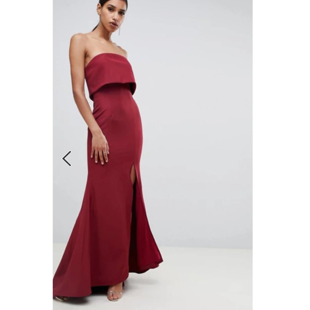 JARLO (NWT) Bandeau Overlay Maxi Dress in Berry - Picture 3 of 5